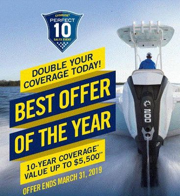 Evinrude  E-TEC G1 & G2 10 Year Warranty .. or 7 Year and Free Rigging .. 25-300hp, Ends 4/06/2019 - main image