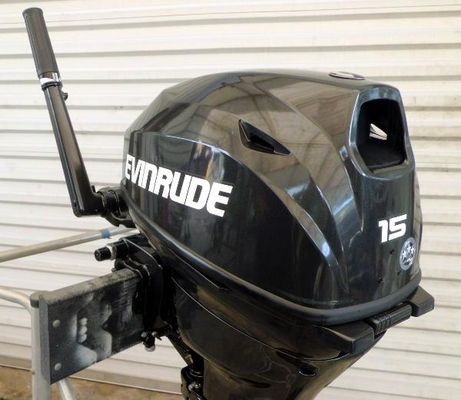 Evinrude 2017 Evinrude 15hp 15 inch Shaft 4-Stroke Rope Start with Tiller This Engine Has Low Hours and a Full 5 Year Factory Warranty  - main image