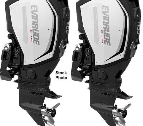 Evinrude E-TEC G2 300hp 25 inch Shaft  Direct Injected 2-Stroke Demo Outboard Motors Counter Rotating Pair w/ Factory Warranty Until 2/27/2028 image