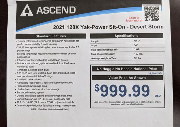 Ascend 128X-YAK-POWER-SIT-ON image